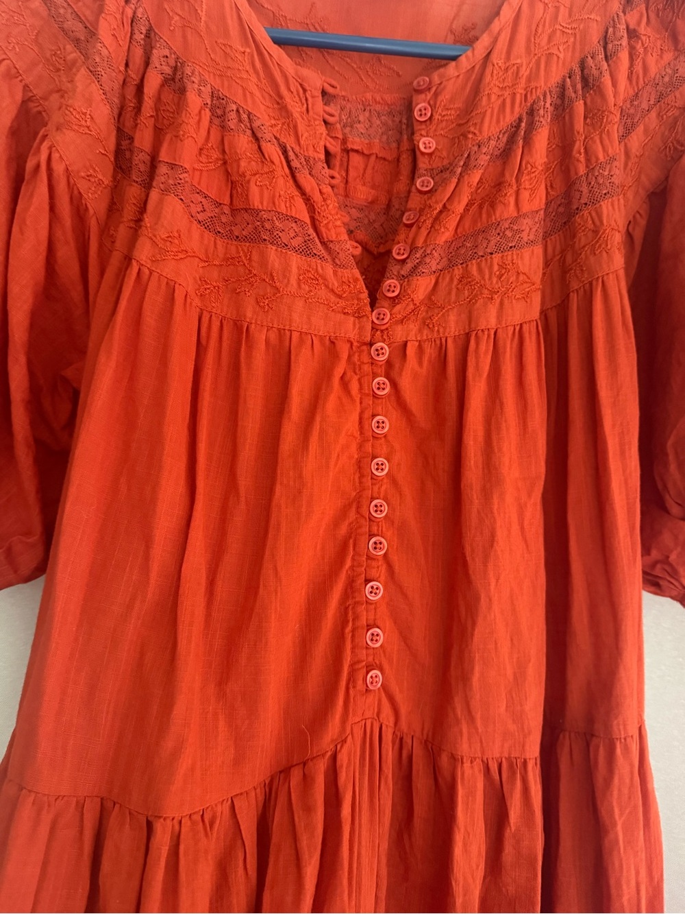 The GREAT. Burnt Orange Embroidered Maxi Dress | Size 2 (medium) - Picture 2 of 6